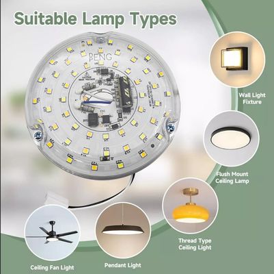 Dia100mm Okrągła tablica PCB 12w 15w AC 110V 120V 230V 3.93' 'Retrofit Light Kit For Ceiling Flush Light Ceiling Fan Light Panel PCB 18W 3000K 6000K 1800LM 120V CRI90 Dimmable