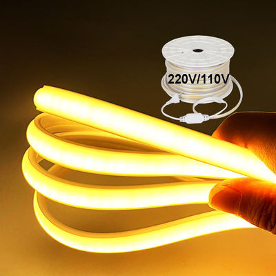 110V 220V wodoodporny pas światła LED COB z klejem PVC dostosowalny Błękitny / Lodowy Błękitny / Biały / Zielony / Fioletowy / Złoty / Różowy