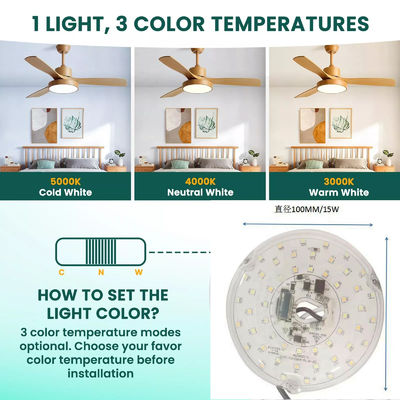 15W 100MM LED Light Engine For Dining Room 120V Ceiling Fan Panel Retrofit Kit With DOB Modules LED Ceiling Fan Light Wymiana