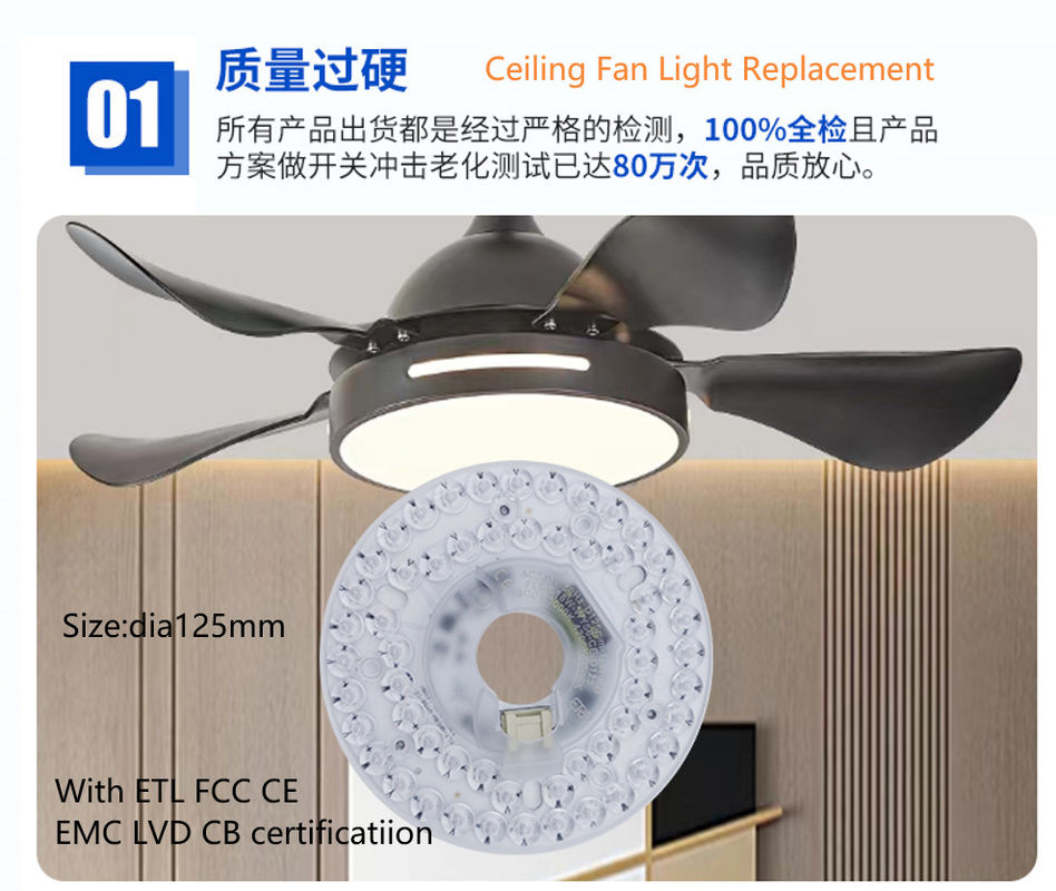 Dia125mm 120V 18W ETL Wymiana światła LED ze wentylatorem sufitowym