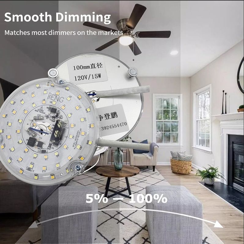 120V 15W Driverless Dia 100mm Led Light do wentylatora Led z certyfikatem ETL wentylator sufitowy wymiana światła Led