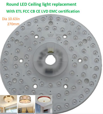 270 mm zmniejszalna, okrągła, LED, podświetlenie sufitowe 120v Aluminium z certyfikatem FCC,ETL,CB,CE,LVD,EMC